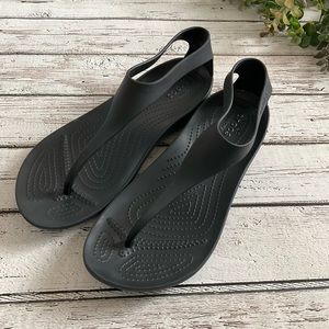 Crocs Serena Black Flip Flops Thong Sandals size 8